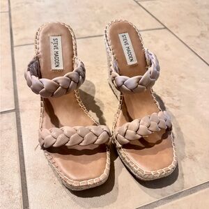 Steve Madden Braided Double-Strap Espadrille Slides - Beige